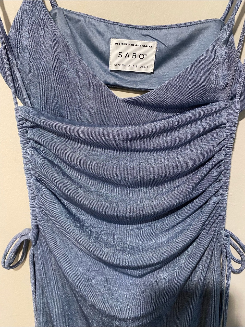 SABO Blue Ruched Slip Maxi Dress - Picture 5 of 6